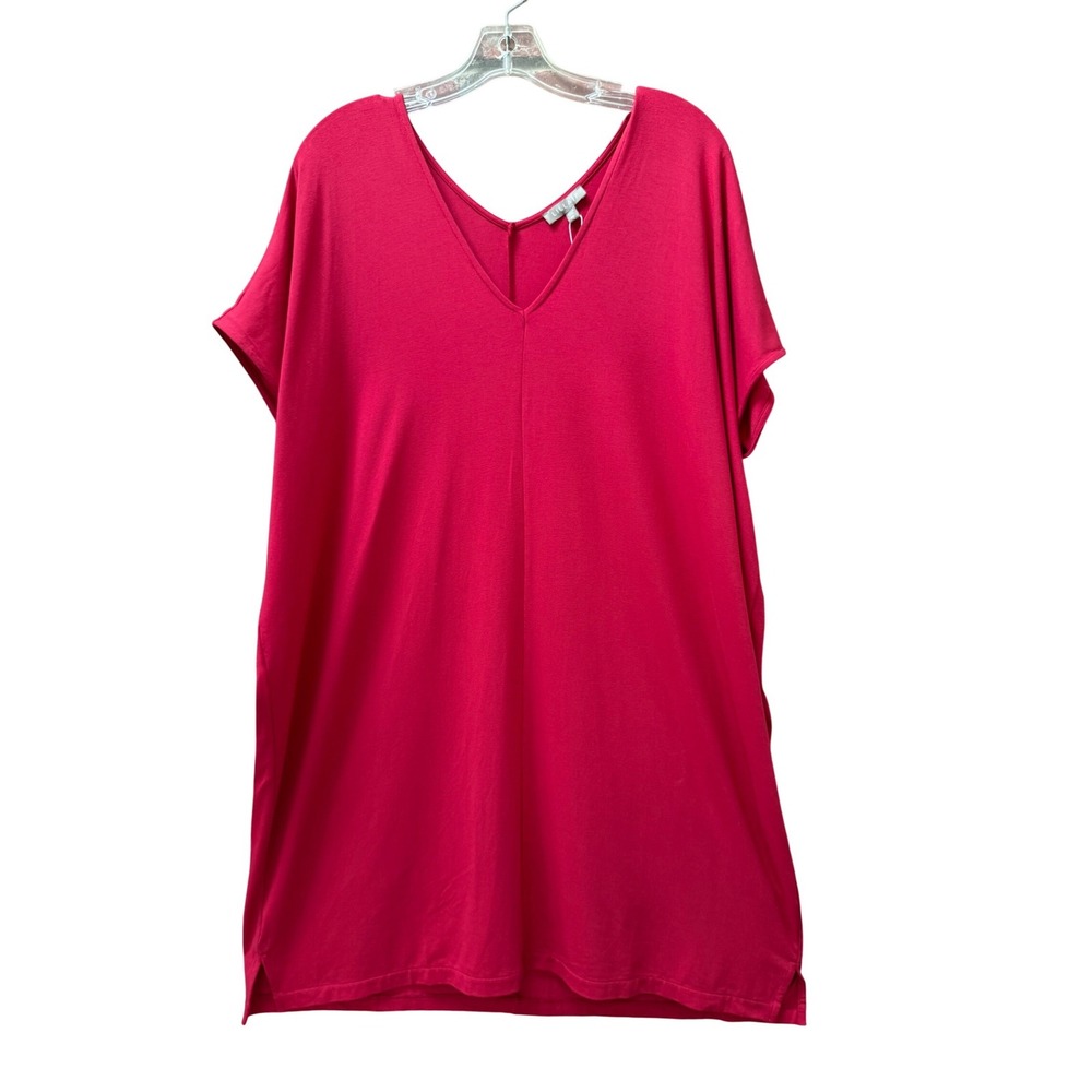 Lilla P Red V-Neck Short Sleeve Shift Dress Viscose Blend XL NEW